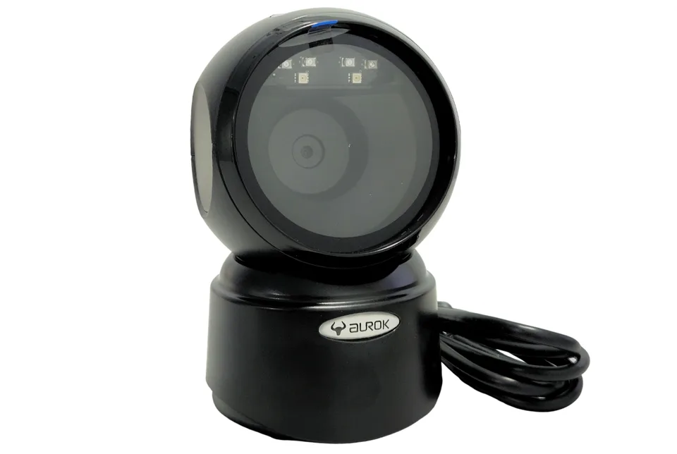 AUROK BR1800 desktop 2D and QR scanner promotional view