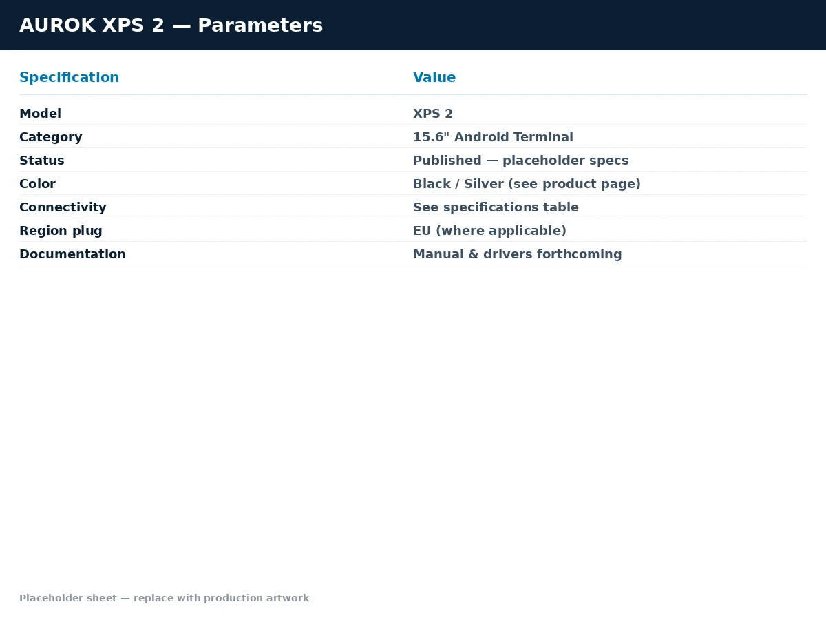 AUROK XPS2 detailed parameters sheet with technical specifications